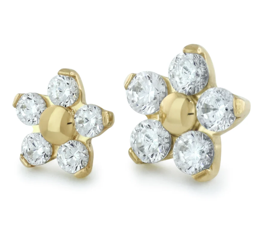 18K Gold Flower Gem
