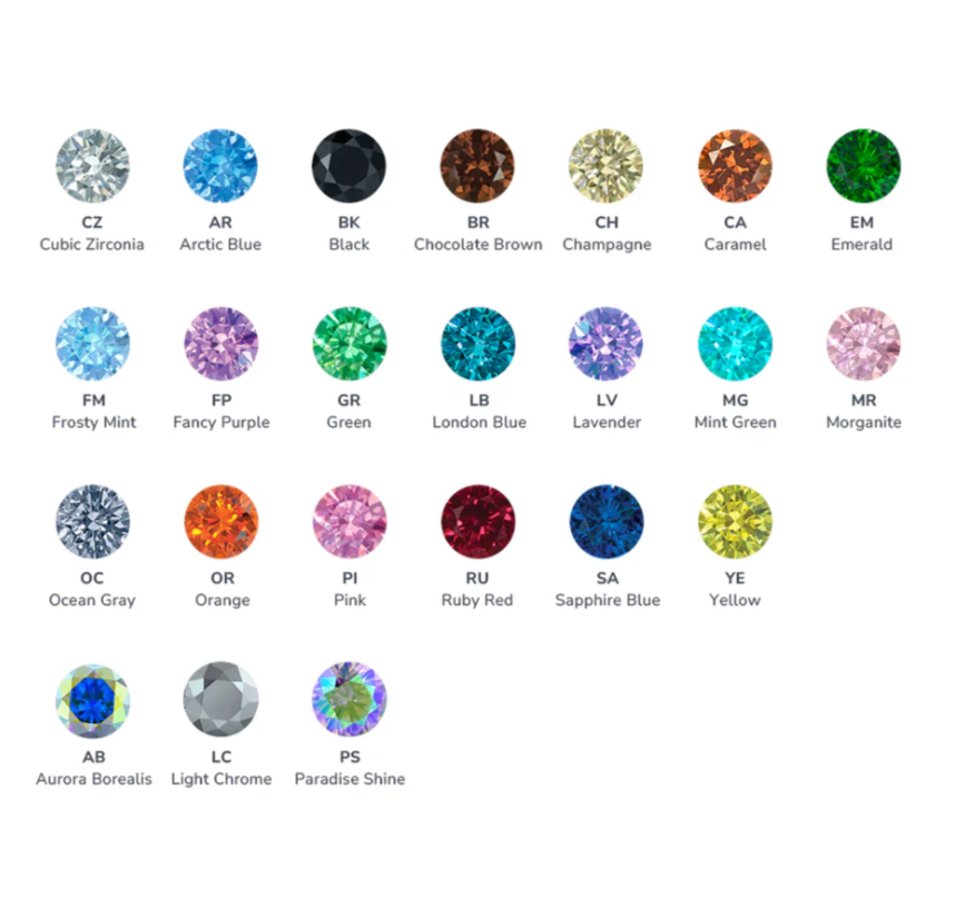 Threadless Titanium Baguette Cut Prong CZ Gem End