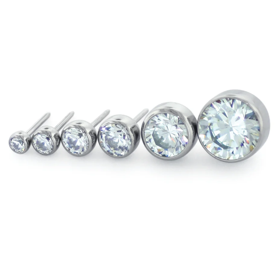 Titanium Threadless Bezel Set Gem End