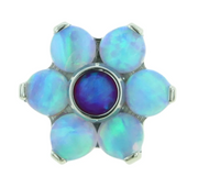 Titanium Flower with Faux-pal Cabochon Gems Threaded End