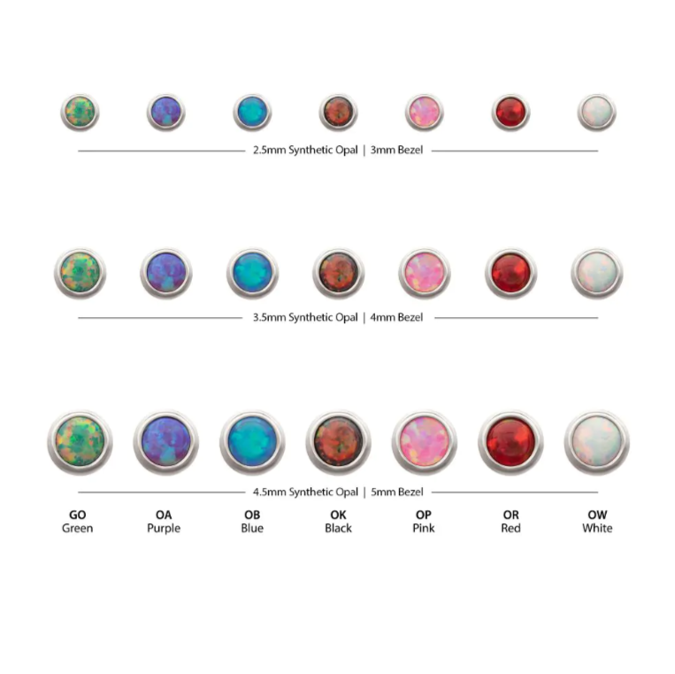 Titanium Bezel Set Synthetic Opal Dermal Top