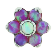 Titanium Flower with Faux-pal Cabochon Gems Threaded End