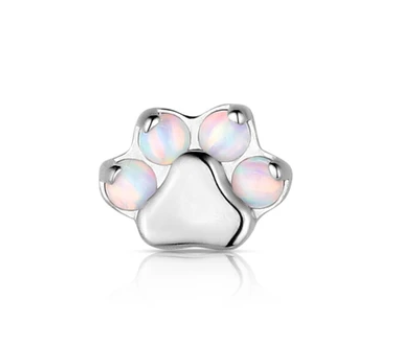Titanium Faux-pal Gem Paw Print Threadless End