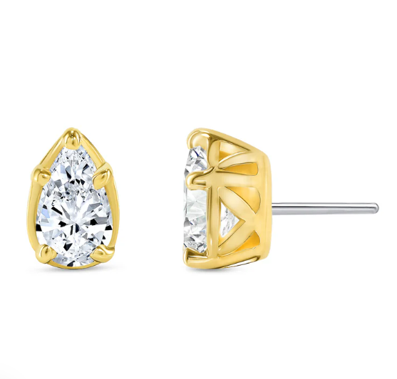 Ornament Pear Prong Gold Top