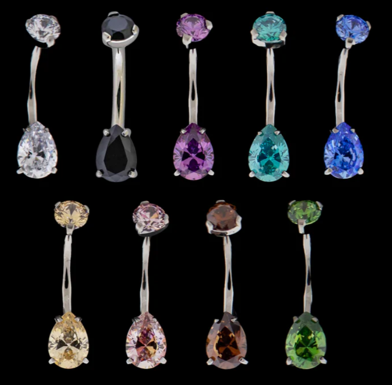 Pear Cut Premium Zirconia Navel Ring