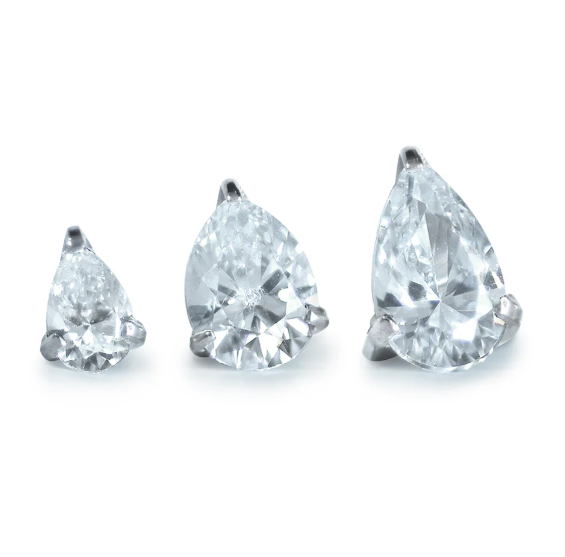 Titanium Pear Cut Prong Set Gem