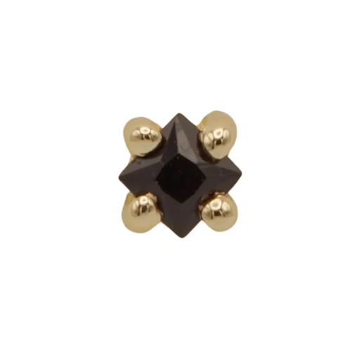 Princess Prong with Black Spinel 14k Gold Threadless End