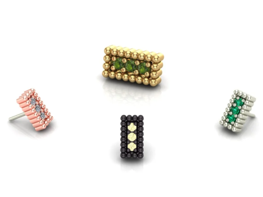 Rectangle Beads 14k Gold Threadless End