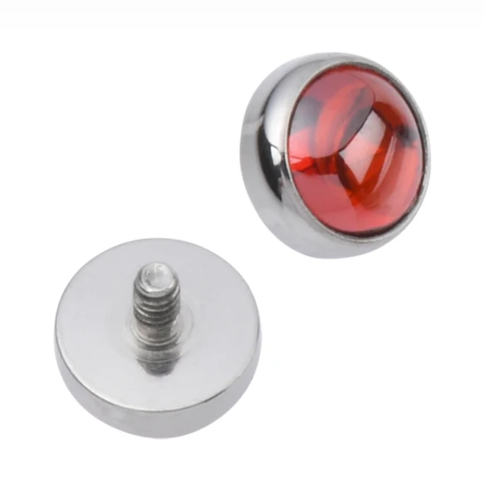 Threaded Titanium Natural Stone Cabochon Gem End