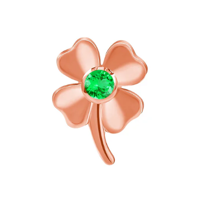 14k Gold Four Leaf Clover with Gem