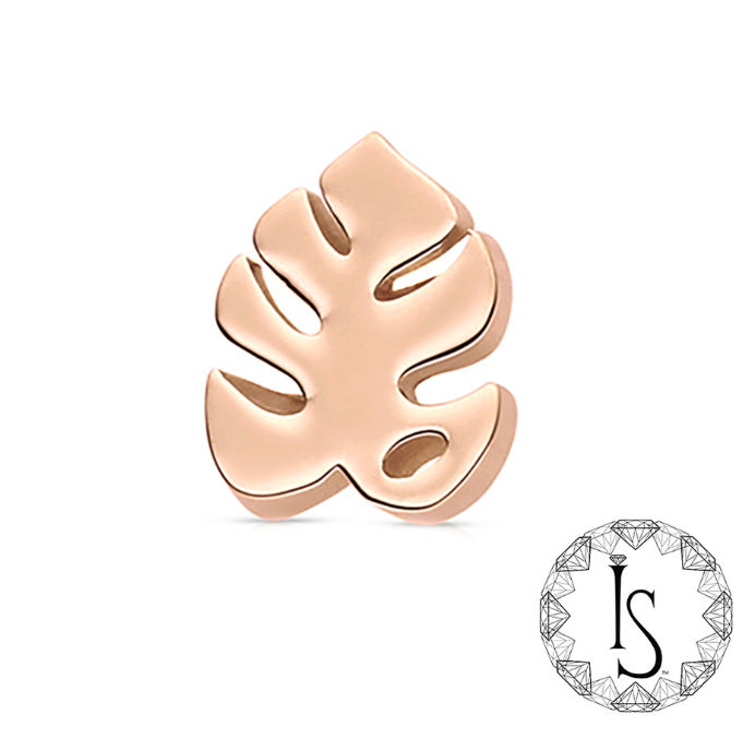18k Gold Monstera Leaf Threadless End