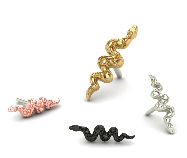 Sculpted Snake 14k Gold Threadless End