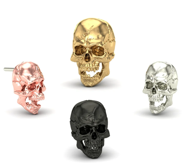 Jaw Motion Skull 14k Gold Threadless End