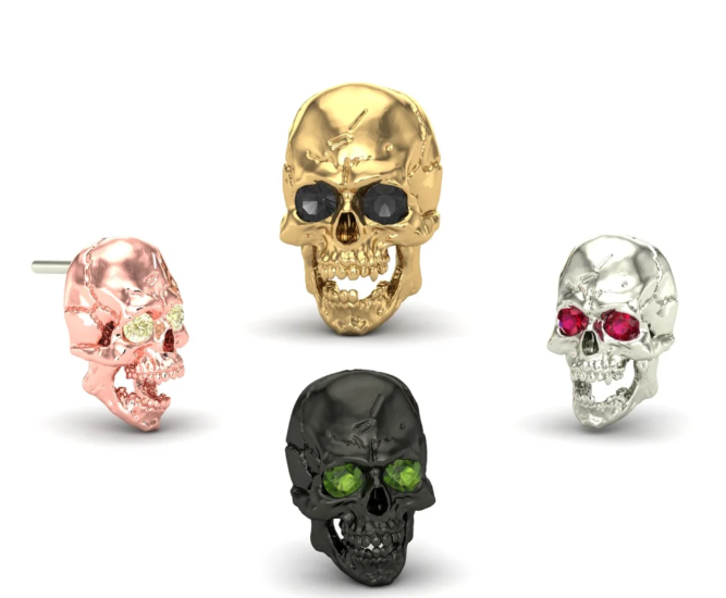 Jaw Motion Skull 14k Gold Threadless End