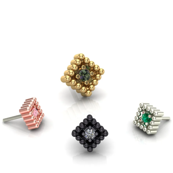Square Beads 14k Gold Threadless End