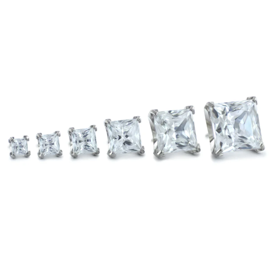 Titanium Princess Cut Gems