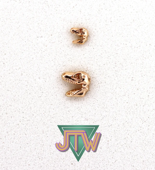 T Rex Skull 14k Gold Threadless End