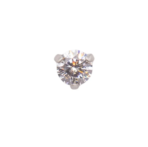 Titanium Tri Prong CZ Threadless End