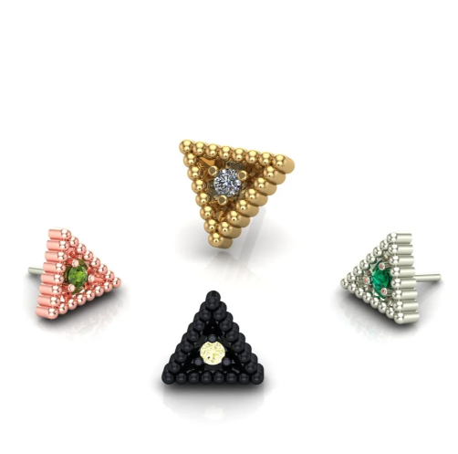 Triangle Beads 14k Gold Threadless End