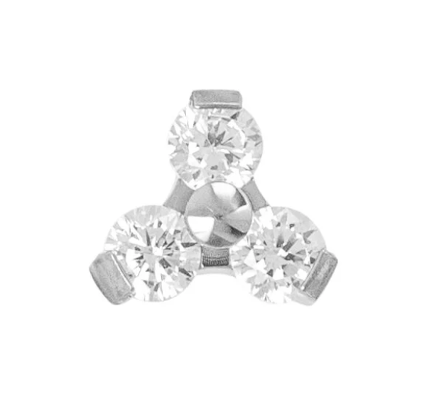 Triple CZ Titanium Threadless End
