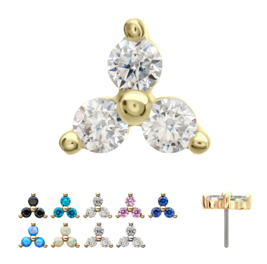 14k Gold Prong Set Trinity