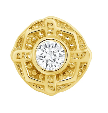 14K Goldener quadratischer Aufsatz mit Edelstein