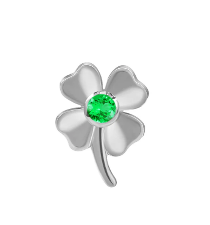 14k Gold Four Leaf Clover with Gem